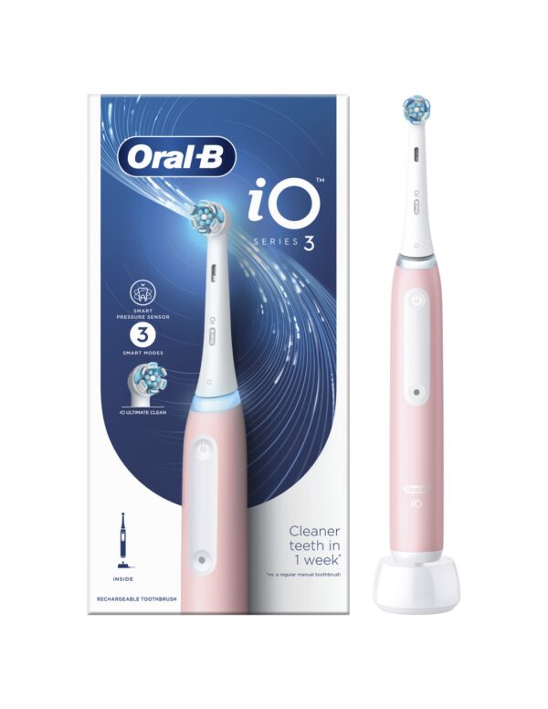 Oral-B | Electric Toothbrush | iO3 Series | Rechargeable | For adults | Number of brush heads included 1 | Number of teeth brushing modes 3 | Blush Pink - Image 3
