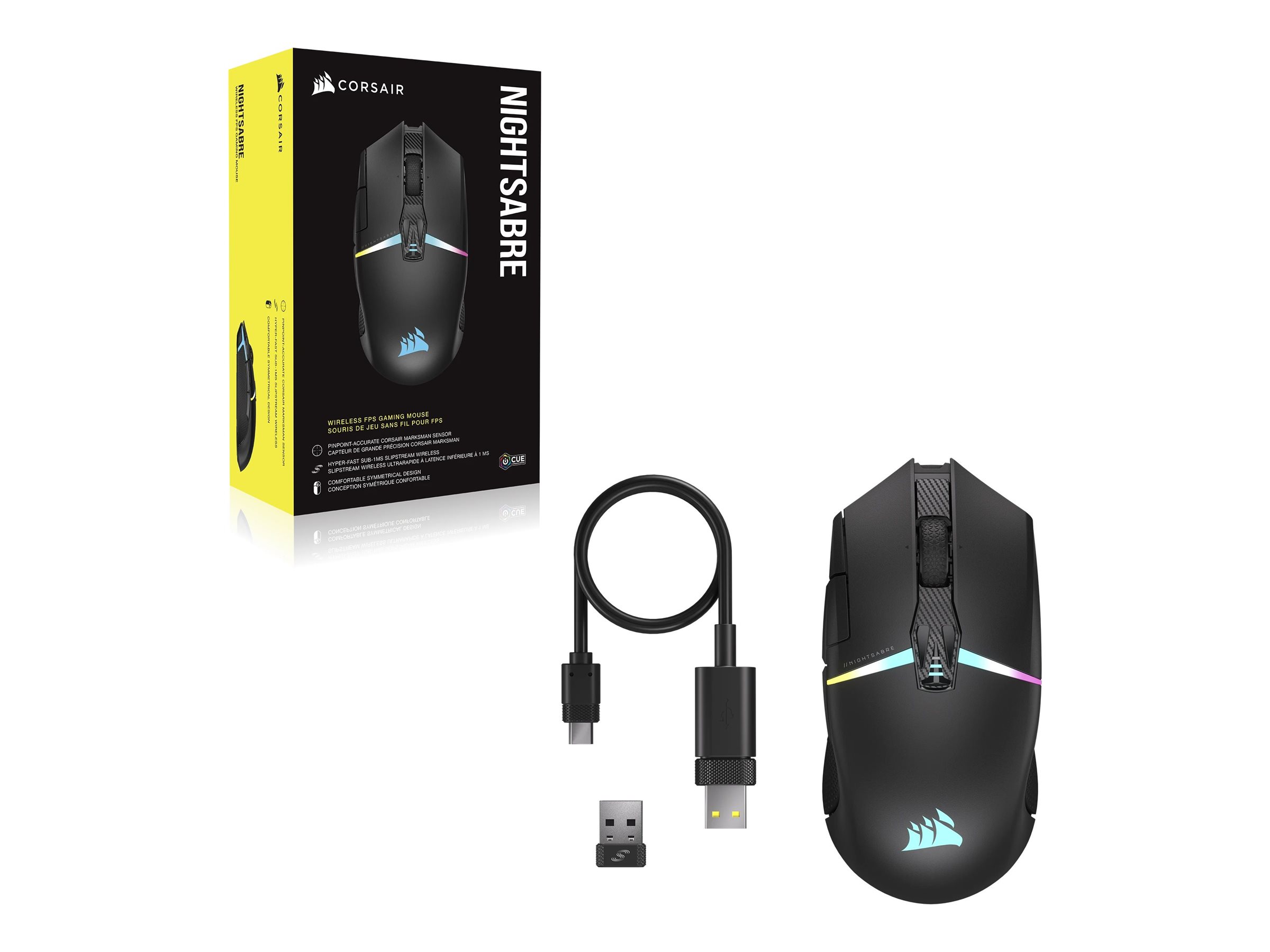 Corsair | Gaming Mouse | NIGHTSABRE RGB | Wireless | Bluetooth, 2.4 GHz | Black - Image 4