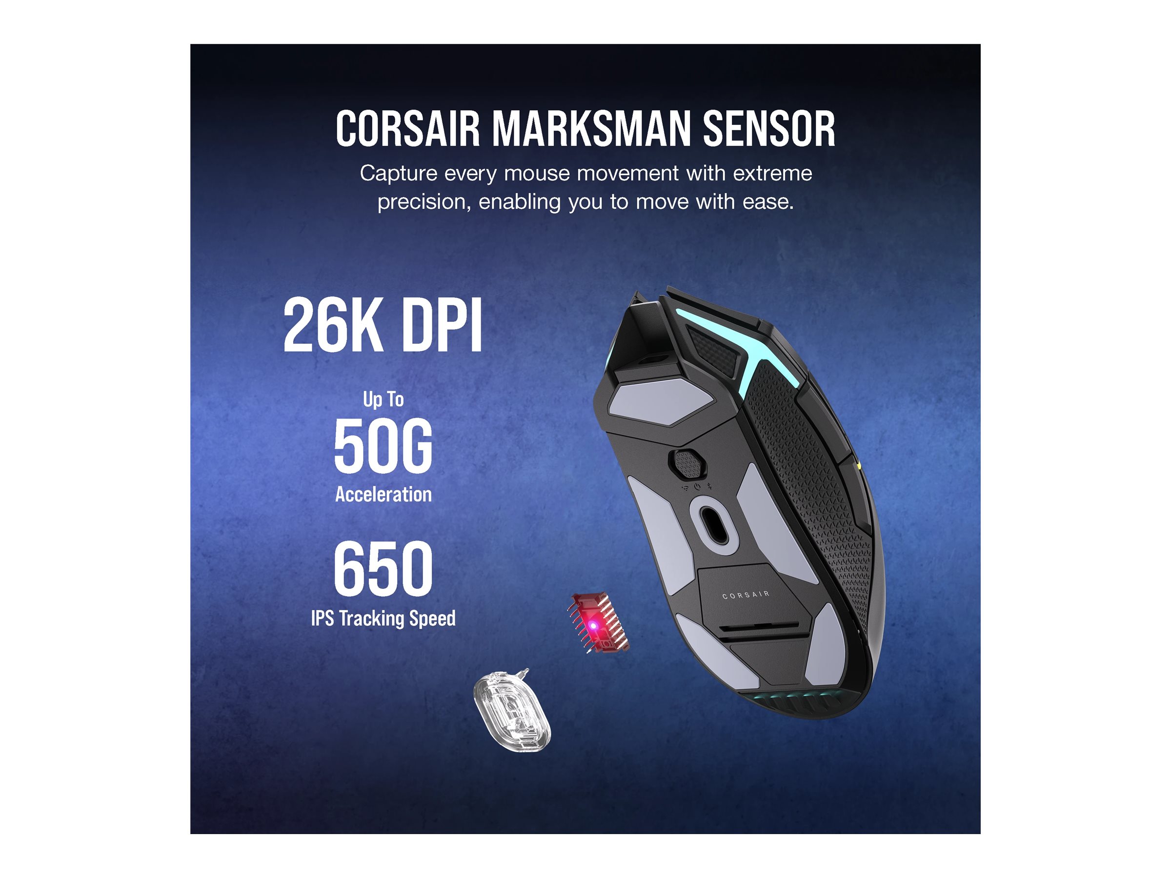 Corsair | Gaming Mouse | NIGHTSABRE RGB | Wireless | Bluetooth, 2.4 GHz | Black - Image 5