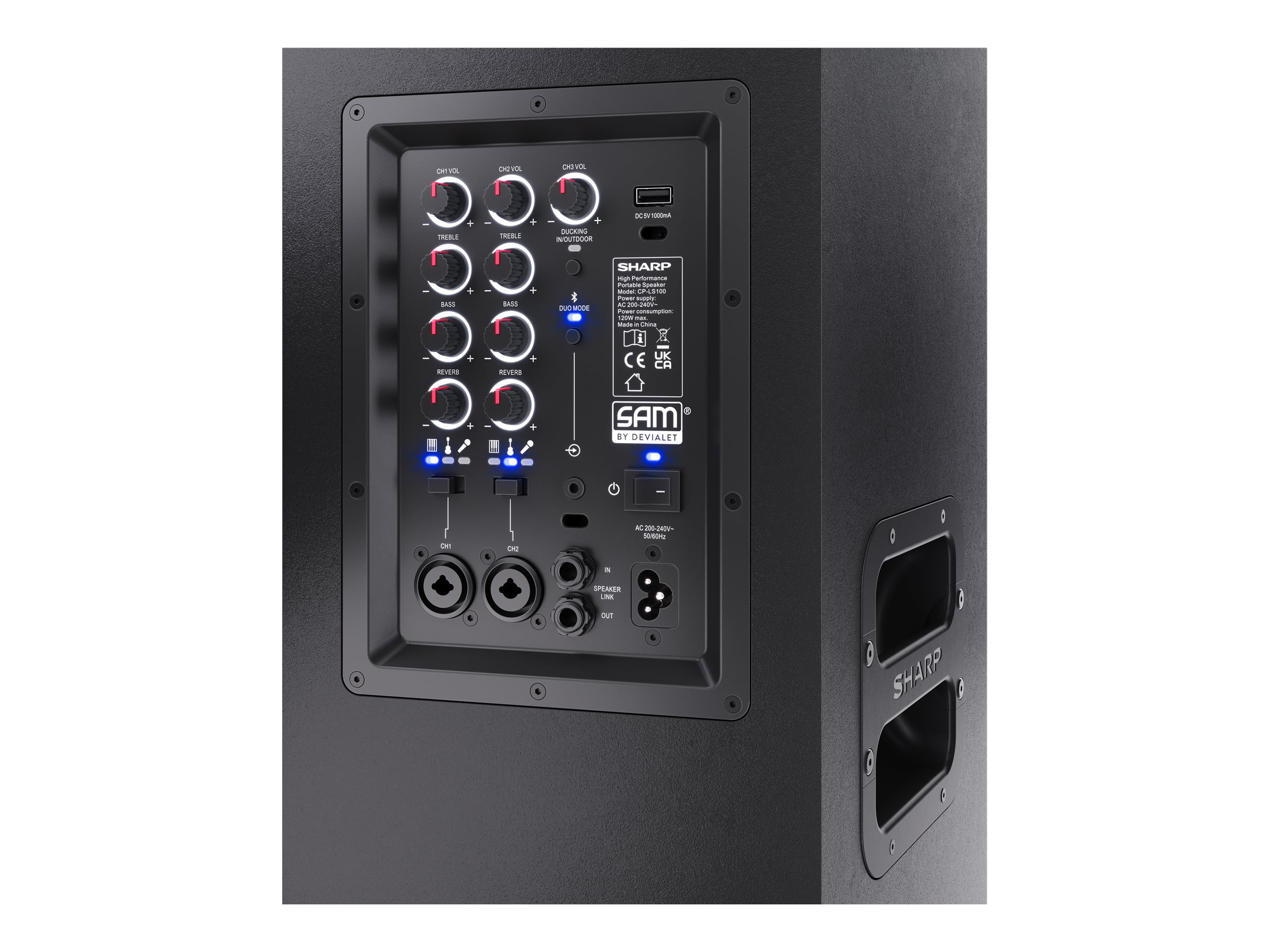 Sharp SumoBox CP-LS100 High Performance Portable Speaker | Sharp | Portable Speaker | SUMOBOX CP-LS100 High Performance | 120 W | Bluetooth | Black | Portable | Wireless connection - Image 24