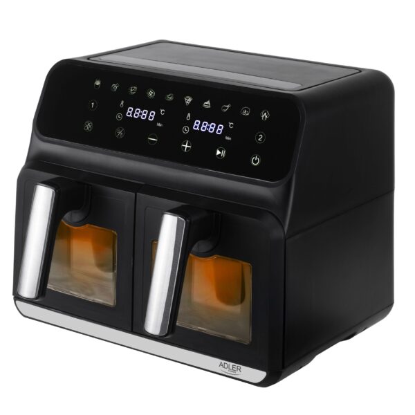 Adler Dual Air Fryer Oven | AD 6315 | Power 1700 W | Capacity 8 L | Convection | Black - Image 2