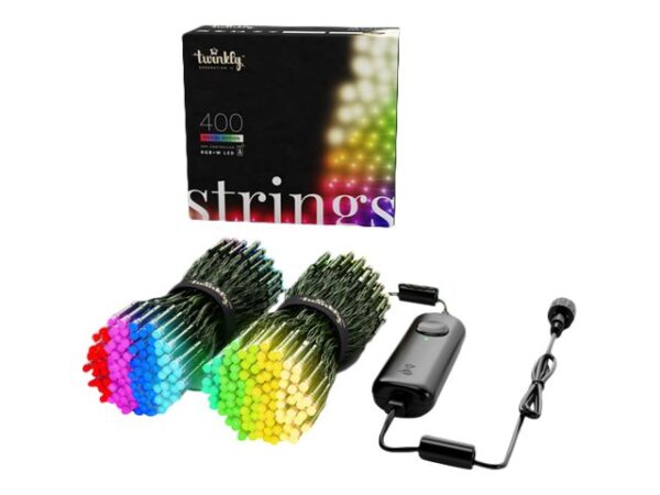 Twinkly|Strings Smart LED Lights 400 RGBW (Multicolor + White), 32m, Black wire|RGBW – 16M+ colors + Warm white