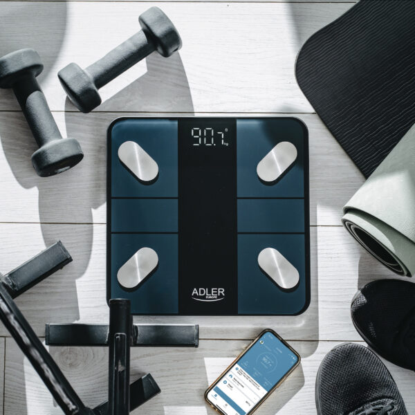 Adler Smart Bathroom Scale | AD 8186b | Maximum weight (capacity) 180 kg | Accuracy 100 g | Body Mass Index (BMI) measuring | Black - Image 9
