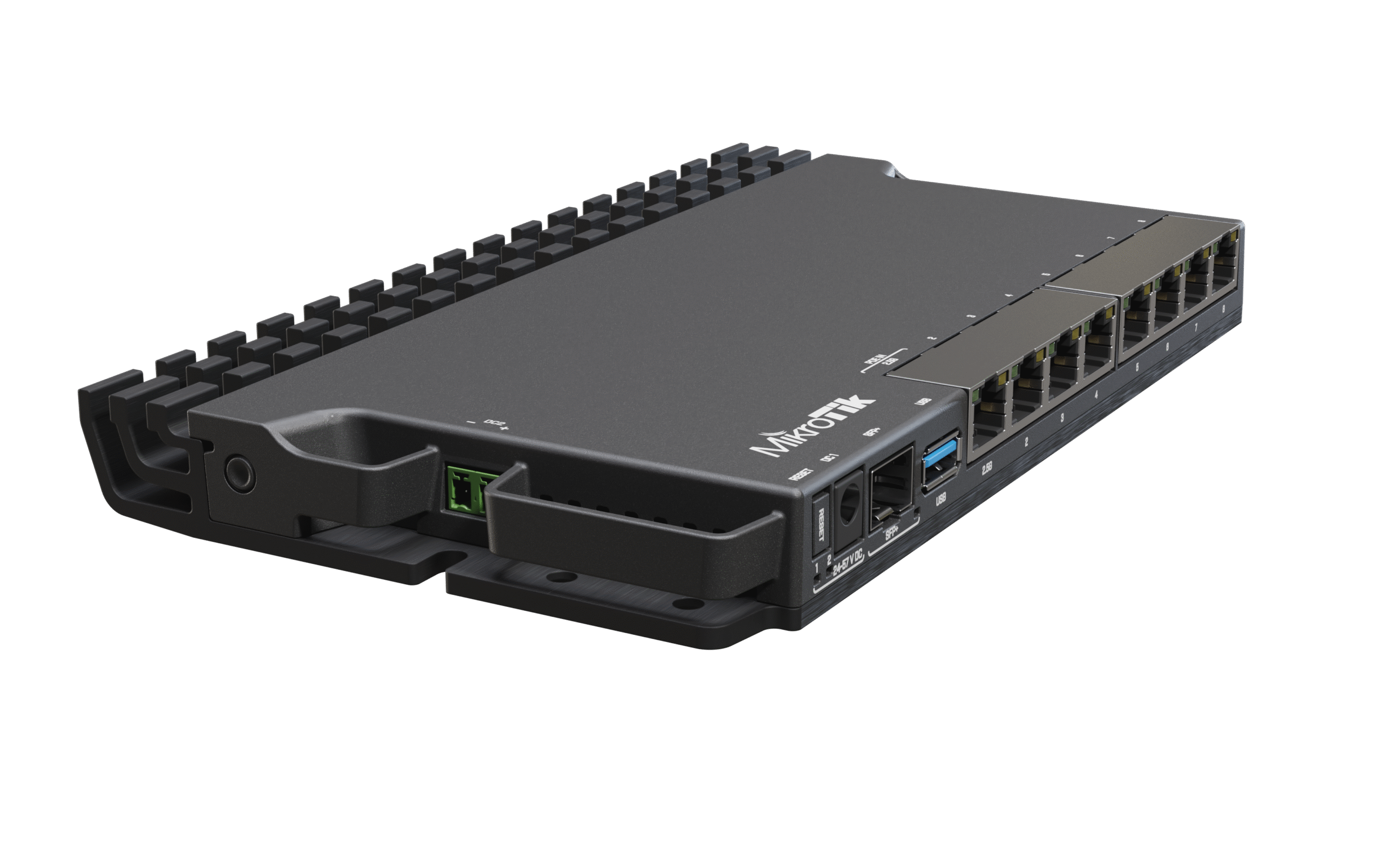 MikroTik Wired Ethernet Router RB5009UG+S+IN, Quad core 1.4 GHz CPU, 1xSFP+, 7xGigabit LAN, 1x2.5G LAN, 1xUSB, Can be powered in 3 different ways, CPU temperature monitor, Mounts FOUR of these Routers in a Single 1U Rackmount Space, RouterOS L5 | Wired Ethernet Router | RB5009UG+S+IN | No Wi-Fi | 10/100/1000 Mbit/s | Ethernet LAN (RJ-45) ports 7 | Mesh Support No | MU-MiMO No | No mobile broadband | 1 | 12 month(s) - Image 3