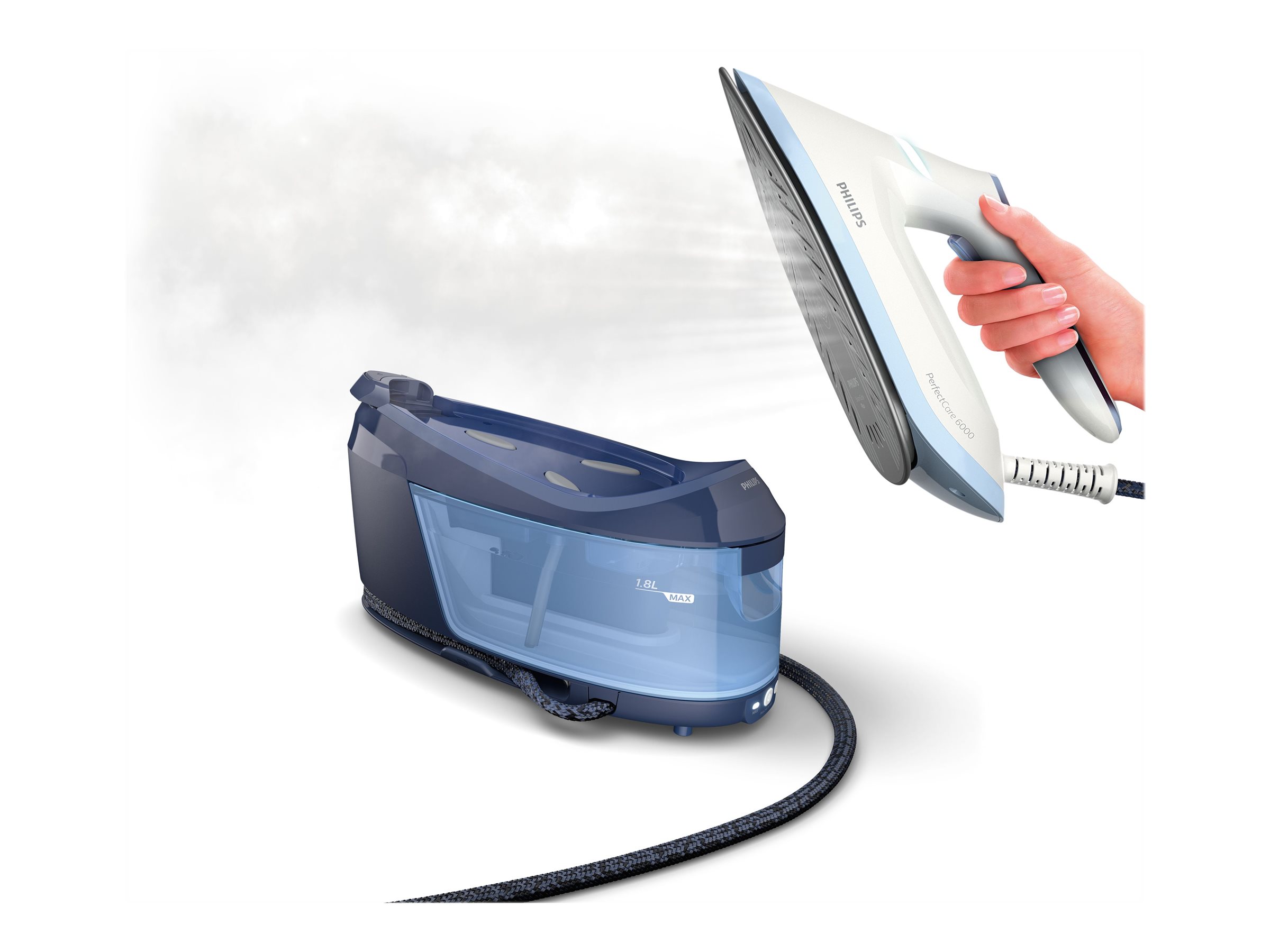 Philips | Steam Generator | PerfectCare PSG6026/20 | 2400 W | 1.8 L | 6.5 bar | Auto power off | Vertical steam function | Calc-clean function | Blue/White - Image 7