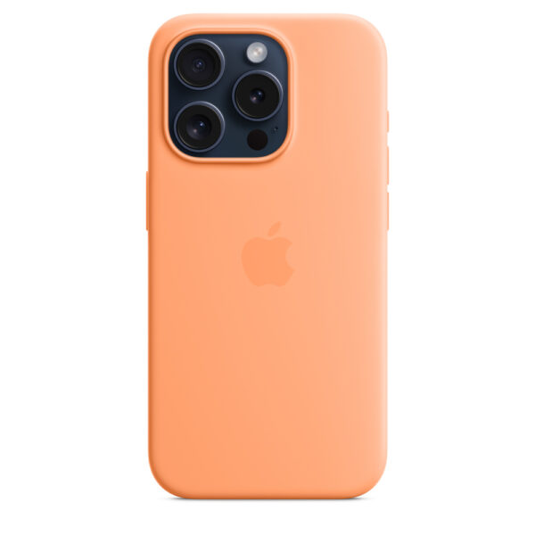 Apple | Silicone Case with MagSafe | Case with MagSafe | Apple | iPhone 15 Pro | Silicone | Orange Sorbet - Image 2