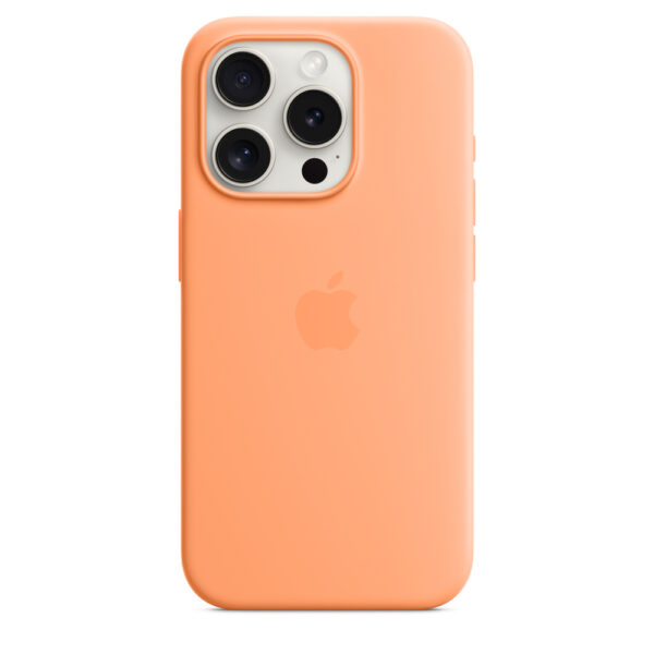 Apple | Silicone Case with MagSafe | Case with MagSafe | Apple | iPhone 15 Pro | Silicone | Orange Sorbet - Image 3