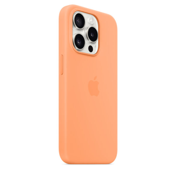 Apple | Silicone Case with MagSafe | Case with MagSafe | Apple | iPhone 15 Pro | Silicone | Orange Sorbet - Image 5