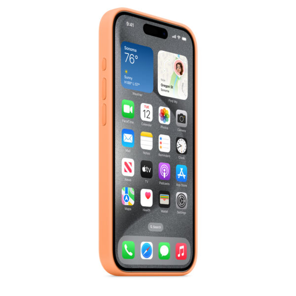 Apple | Silicone Case with MagSafe | Case with MagSafe | Apple | iPhone 15 Pro | Silicone | Orange Sorbet - Image 6