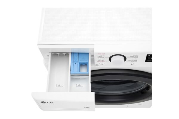 LG | Washing machine with dryer | F4DR509SBW | Energy efficiency class A | Front loading | Washing capacity 	9 kg | 1400 RPM | Depth 55 cm | Width 60 cm | Display | Rotary knob + LED | Drying system | Drying capacity 6 kg | Steam function | Direct drive | White - Image 8