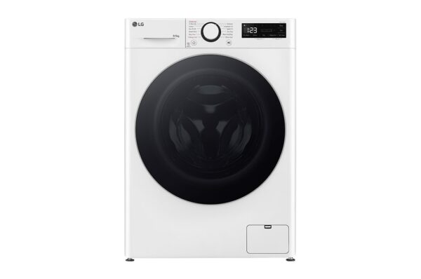 LG | Washing machine with dryer | F2DR509S1W | Energy efficiency class A-10% | Front loading | Washing capacity 	9 kg | 1200 RPM | Depth 47.5 cm | Width 60 cm | Display | Rotary knob + LED | Drying system | Drying capacity 5 kg | Steam function | Direct drive | White