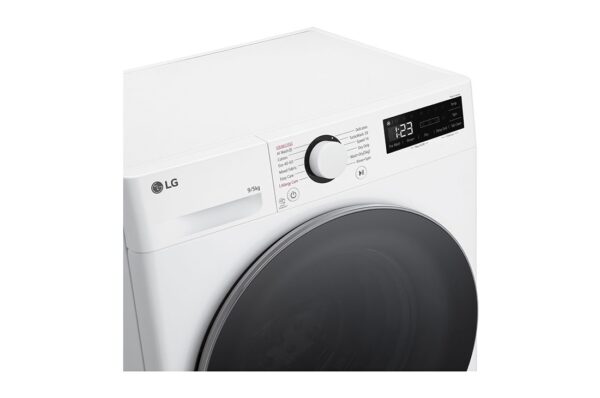 LG | Washing machine with dryer | F2DR509S1W | Energy efficiency class A-10% | Front loading | Washing capacity 	9 kg | 1200 RPM | Depth 47.5 cm | Width 60 cm | Display | Rotary knob + LED | Drying system | Drying capacity 5 kg | Steam function | Direct drive | White - Image 3