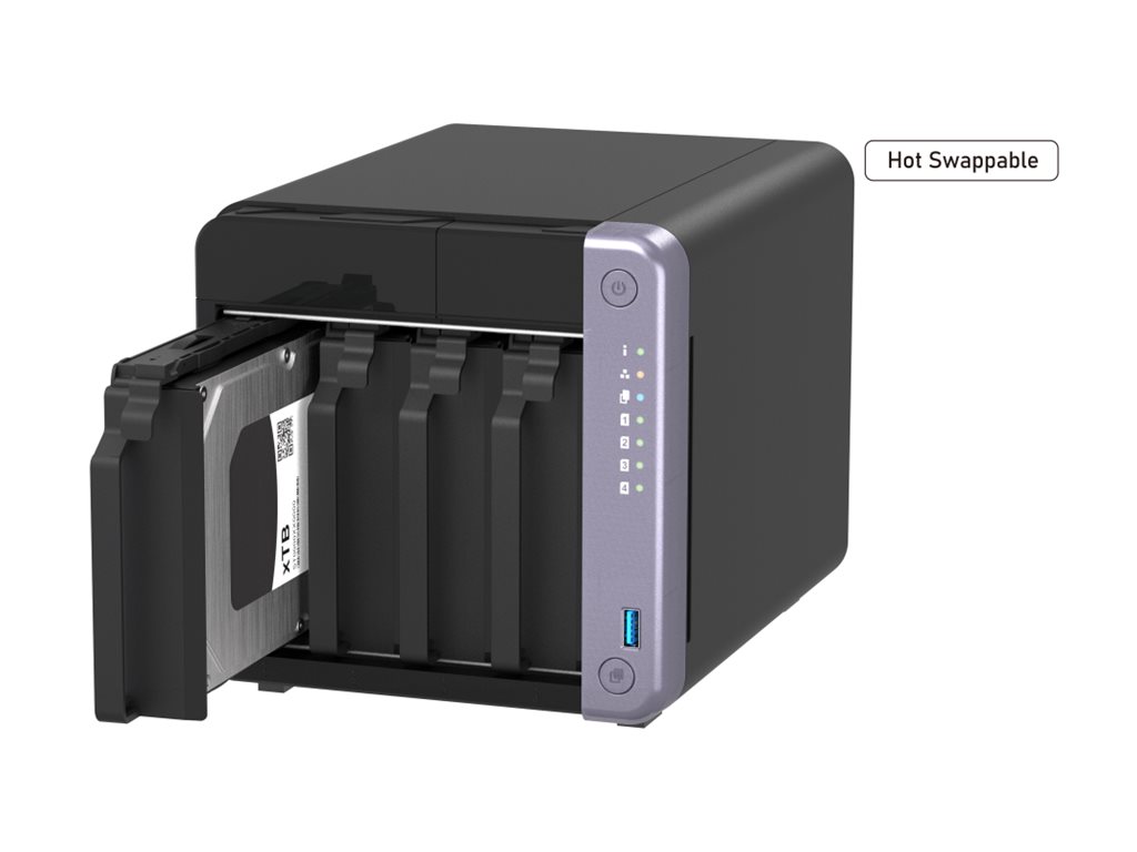 QNAP Cost-effective 4-bay 10GbE NAS | TS-432X-4G | Alpine | AL524 | Processor frequency 2 GHz | 4 GB | DDR4 SODIMM | 90W adapter (12VDC), 100-240VAC - Image 2
