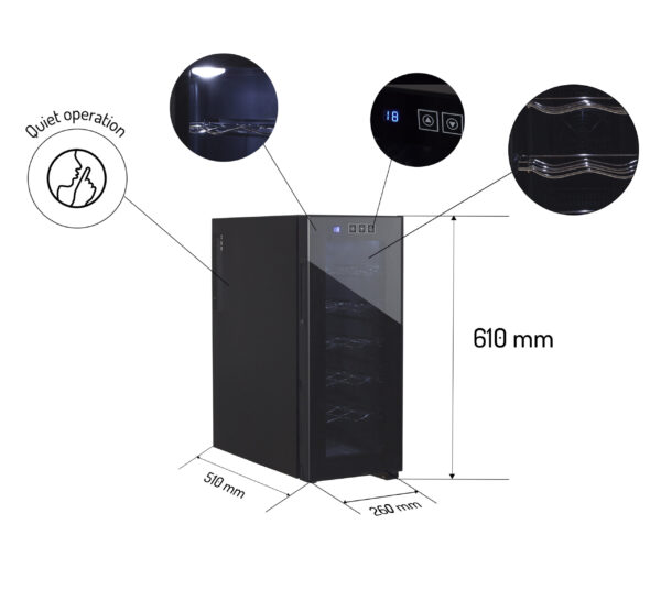 Adler | Beverage Pantry | AD 8083 | Energy efficiency class G | Bottles capacity 12 | Free standing | Height 61 cm | Display | Black - Image 7