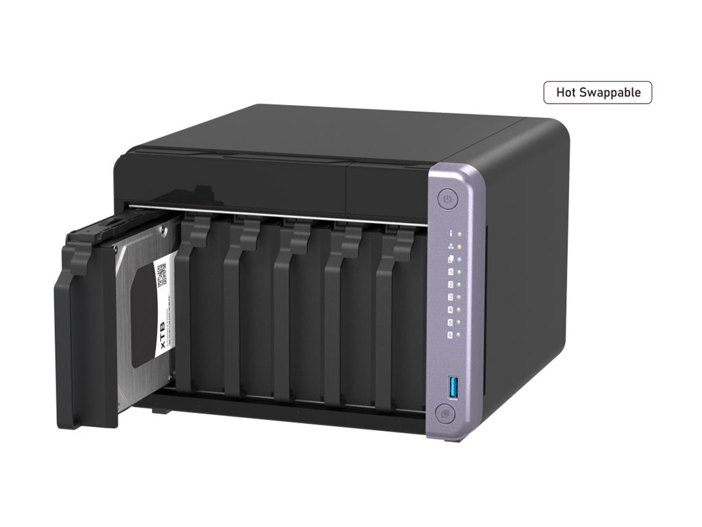 QNAP Cost-effective 6-bay 10GbE NAS | TS-632X-4G | Alpine | AL524 | Processor frequency 2 GHz | 4 GB | DDR4 SODIMM | 120W adapter (12VDC), 100-240VAC - Image 4