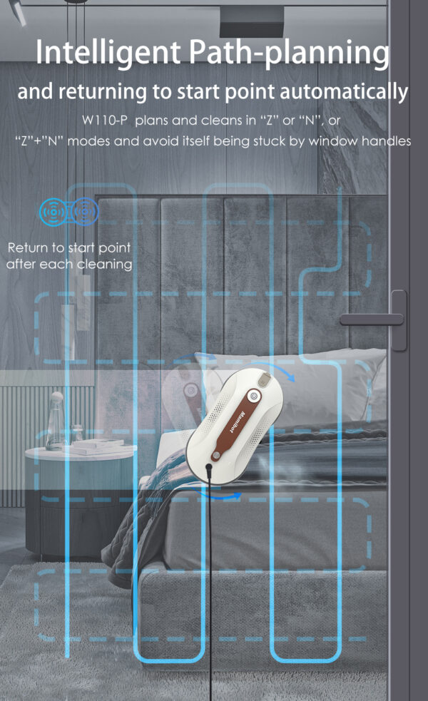 Mamibot | Window Cleaner | W110-P Plus | Corded | 2500 +/-5% Pa | White/Brown - Image 11