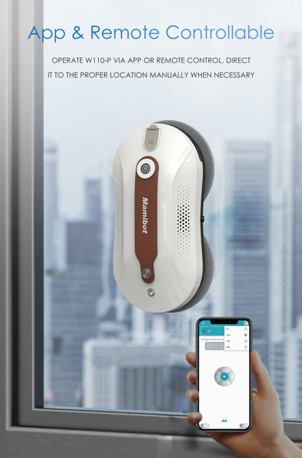 Mamibot | Window Cleaner | W110-P Plus | Corded | 2500 +/-5% Pa | White/Brown - Image 15