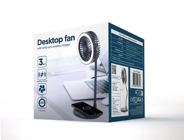 Gembird | TA-WPC10-LEDFAN-01 Desktop Fan With Lamp And Wireless Charger | N/A | Phone or tablet with built-in Qi wireless charging - Image 5