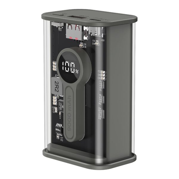 Gembird | Transparent QC3.0 Quick Charging Power Bank | PB09-TQC3-01 | 9000 mAh | Black