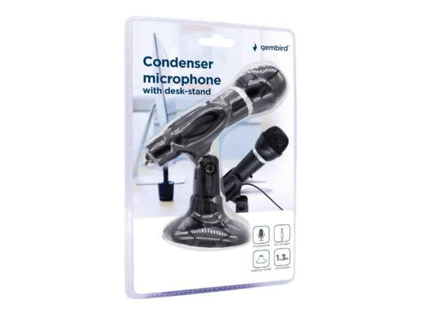 Gembird | Condenser Microphone with Desk-stand | MIC-D-04 | 3.5 mm jack | Black - Image 2