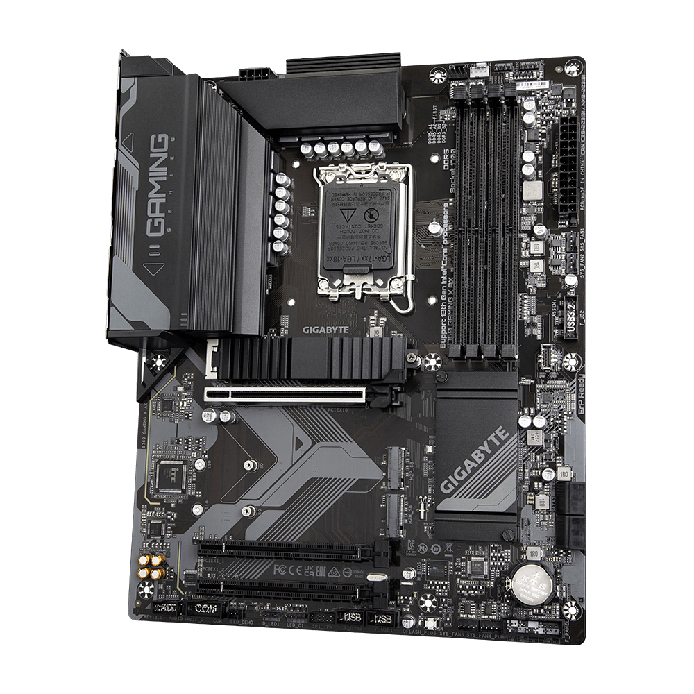 Gigabyte | B760 GAMING X AX 1.1 M/B | Processor family Intel | Processor socket LGA1700 | DDR5 DIMM | Memory slots 4 | Supported hard disk drive interfaces SATA, M.2 | Number of SATA connectors 4 | Chipset Intel B760 Express | ATX - Image 4