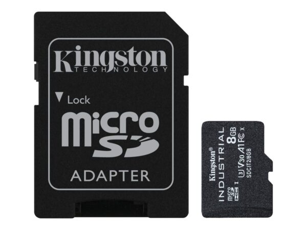 Kingston | UHS-I | 8 GB | microSDHC/SDXC Industrial Card | Flash memory class Class 10, UHS-I, U3, V30, A1 | SD Adapter - Image 2