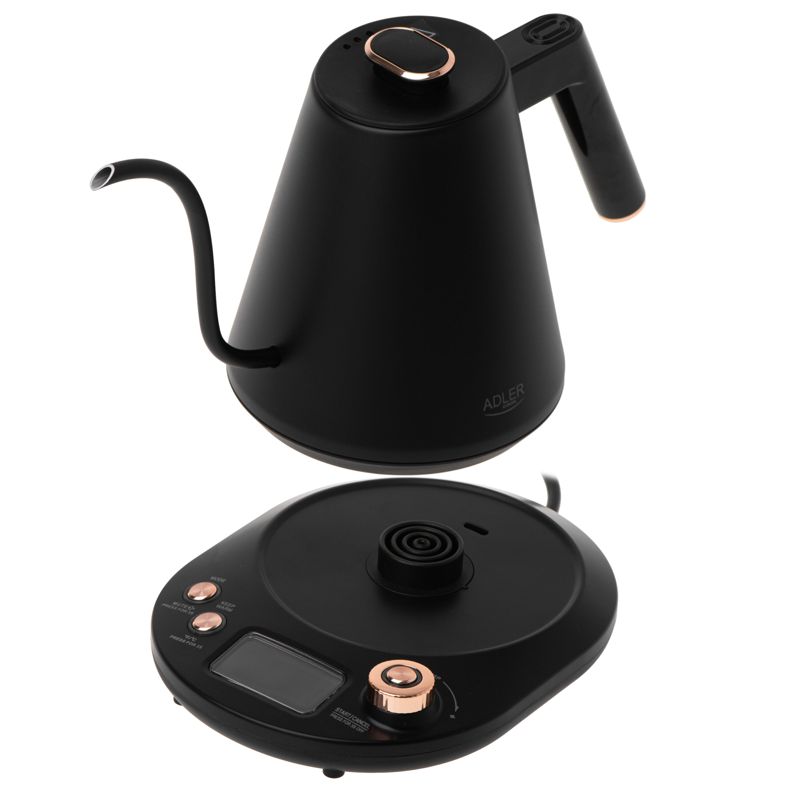 Adler Kettle | AD 1349 | Electric | 1100 W | 1 L | Stainless steel | 360° rotational base | Black/Gold - Image 5