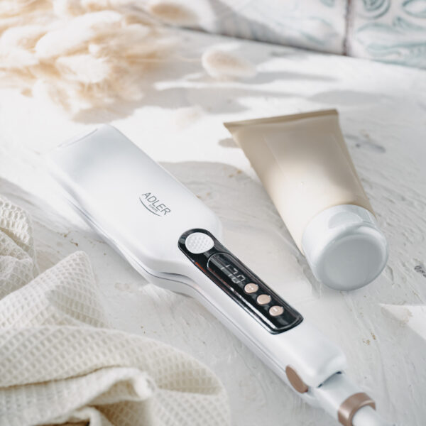 Adler Hair Straightener - Wide | AD 2325 | Ceramic heating system | Display LCD | Temperature (min) 150 °C | Temperature (max) 210 °C | Number of heating levels 7 | 120 W | White - Image 6