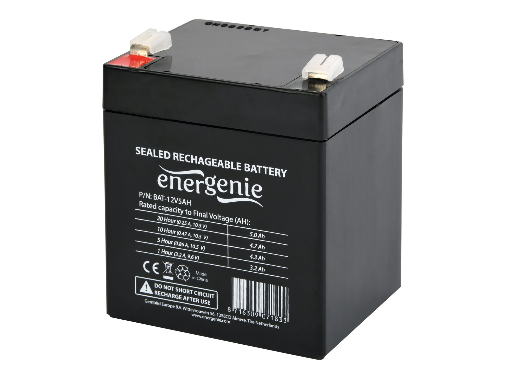 EnerGenie Rechargeable battery 12 V 5 AH for UPS | EnerGenie - Image 2