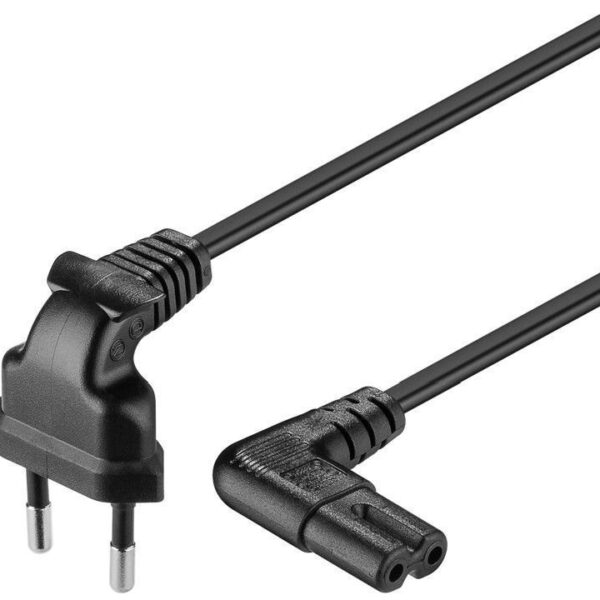 Goobay | 97350 | Euro connection cord, both ends angled | Black Euro male (Type C CEE 7/16) | Device socket C7