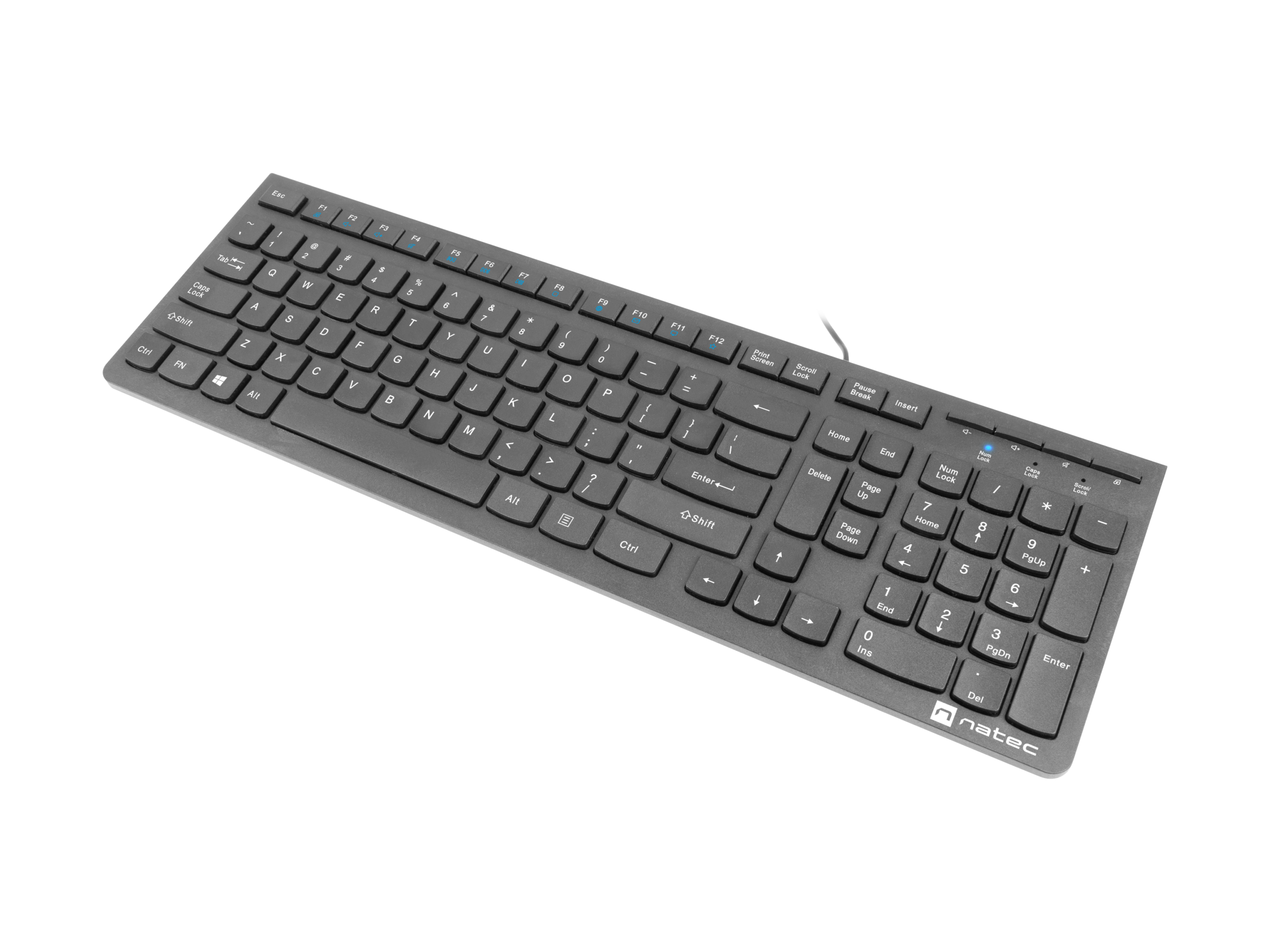 Natec | Keyboard | Discus 2 Slim | Standard | Wired | US | Black | USB 2.0 | 424 g | Numeric keypad - Image 5