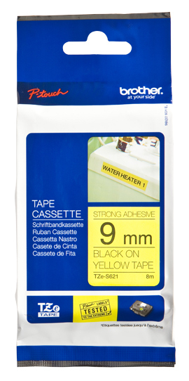 Brother | TZe-S621 Strong Adhesive Laminated Tape | Black on Yellow | TZe | 8 m | 9 cm - Image 6