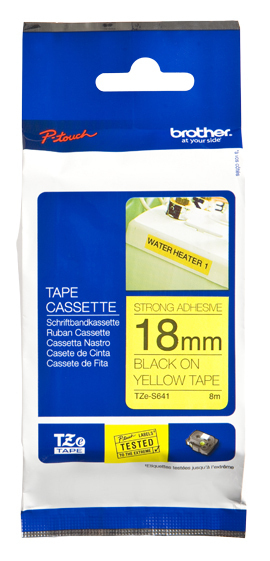 Brother | TZe-S641 Strong Adhesive Laminated Tape | Black on Yellow | TZe | 8 m | 1.8 cm - Image 6