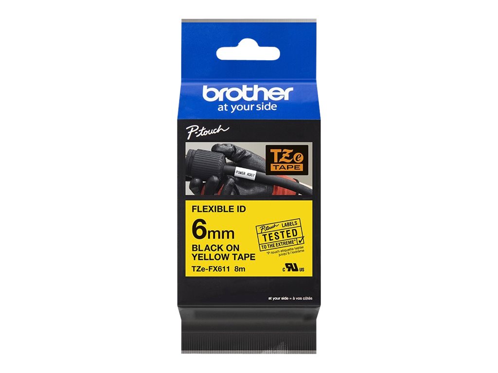 Brother | TZe-FX611 Flexible ID Laminated Tape | Black on Yellow | TZe | 8 m | 6 cm - Image 3