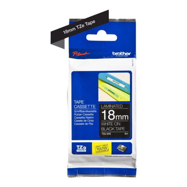 Brother TZ-E345 18mm White on Black P-Touch Label | Brother