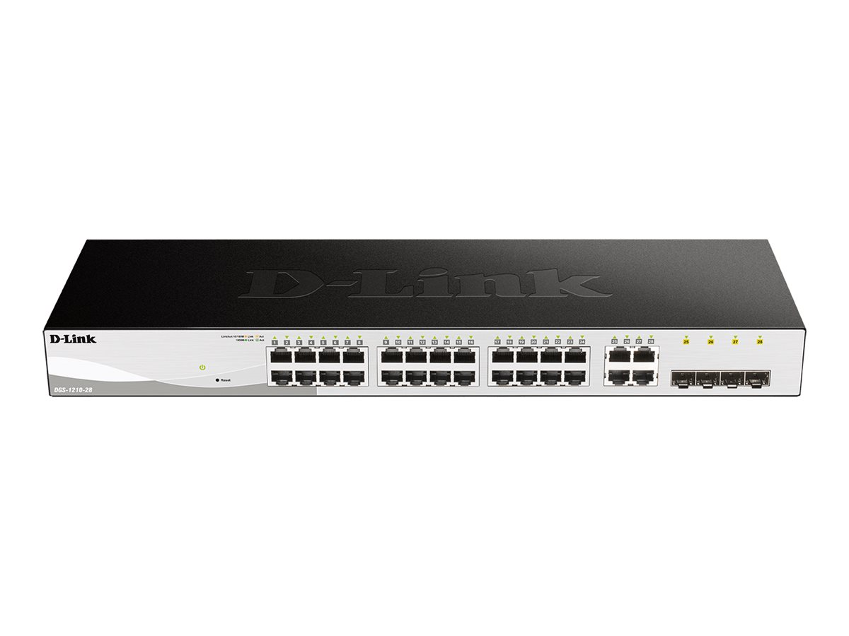D-LINK DGS-1210-28, Gigabit Smart Switch with 24 10/100/1000Base-T ports and 4 Gigabit MiniGBIC (SFP) ports, 802.3x Flow Control, 802.3ad Link Aggregation, 802.1Q VLAN, 802.1p Priority Queues, Port mirroring, Jumbo Frame support, 802.1D STP, ACL, LLDP, Cable Diagnostics, Auto Surveillance VLAN, Auto Voice VLAN, Rackmount Brackets included | D-Link | 24 month(s) - Image 2
