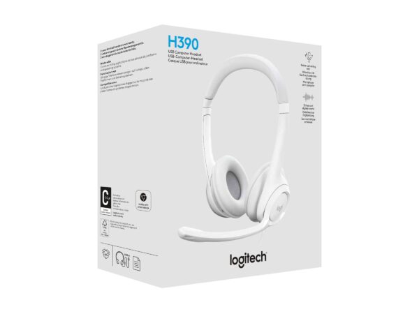 Logitech | USB Computer Headset | H390 | Wired | Over-Ear | Microphone | Noise canceling | Off-white - Image 5