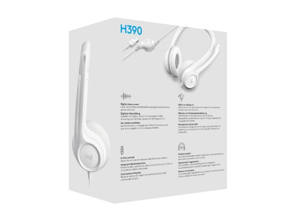 Logitech | USB Computer Headset | H390 | Wired | Over-Ear | Microphone | Noise canceling | Off-white - Image 14