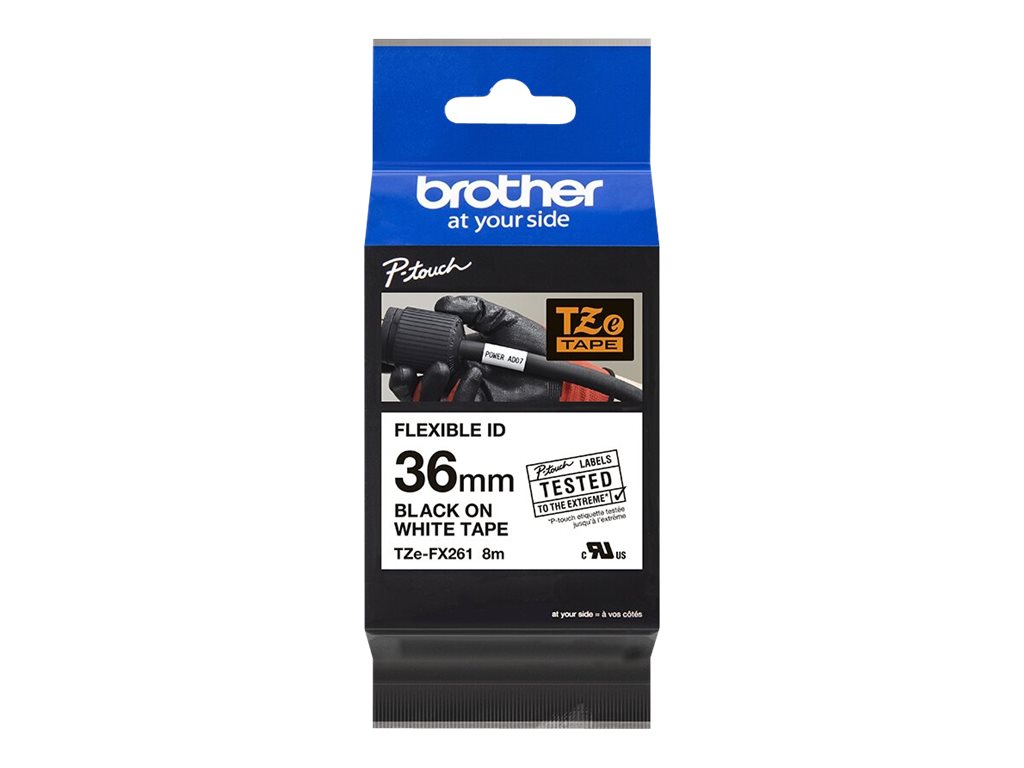 Brother | TZe-FX261 Flexible ID Laminated Tape | Black on White | TZe | 8 m | 3.6 cm - Image 4