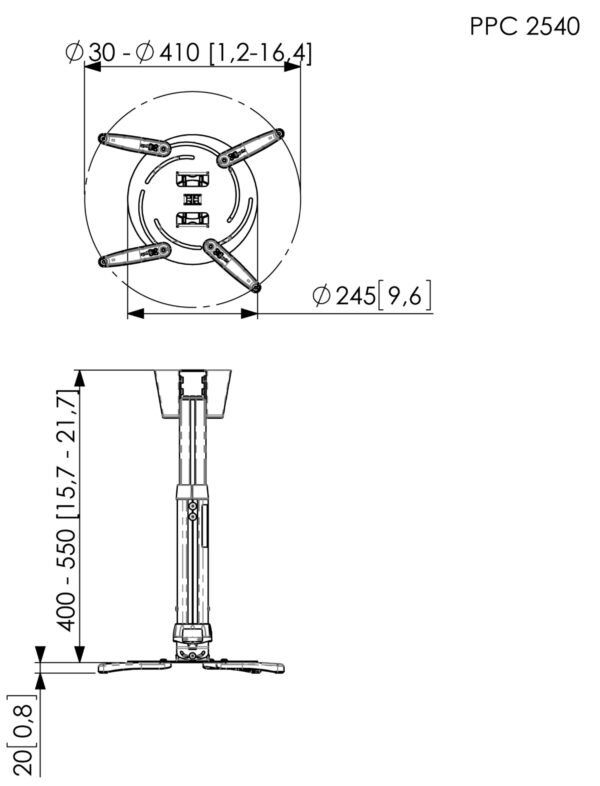 Vogels | Projector Ceiling mount | Turn, Tilt | Black/Silver - Image 4