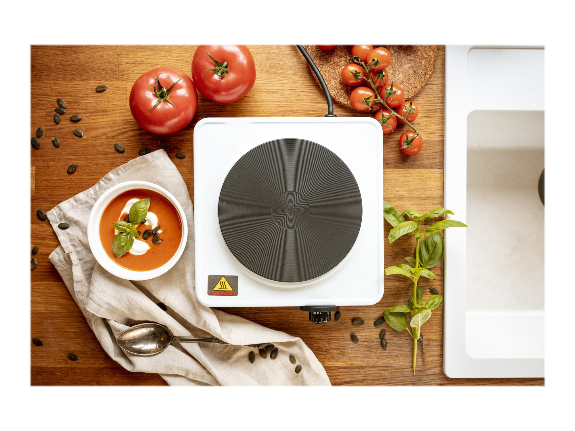Adler | Free standing table hob | AD 6503 | Number of burners/cooking zones 1 | White | Electric - Image 7