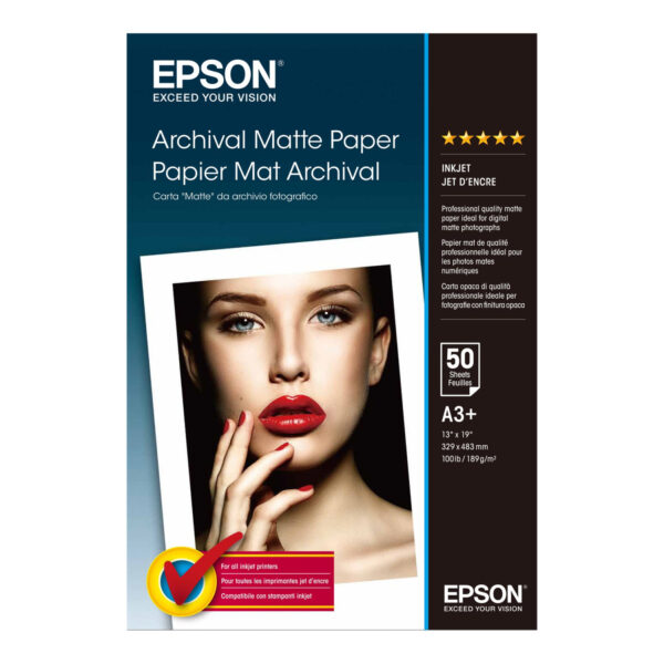 Epson Archival Matte Paper, A3+, 192 g/m2, 50 sheets