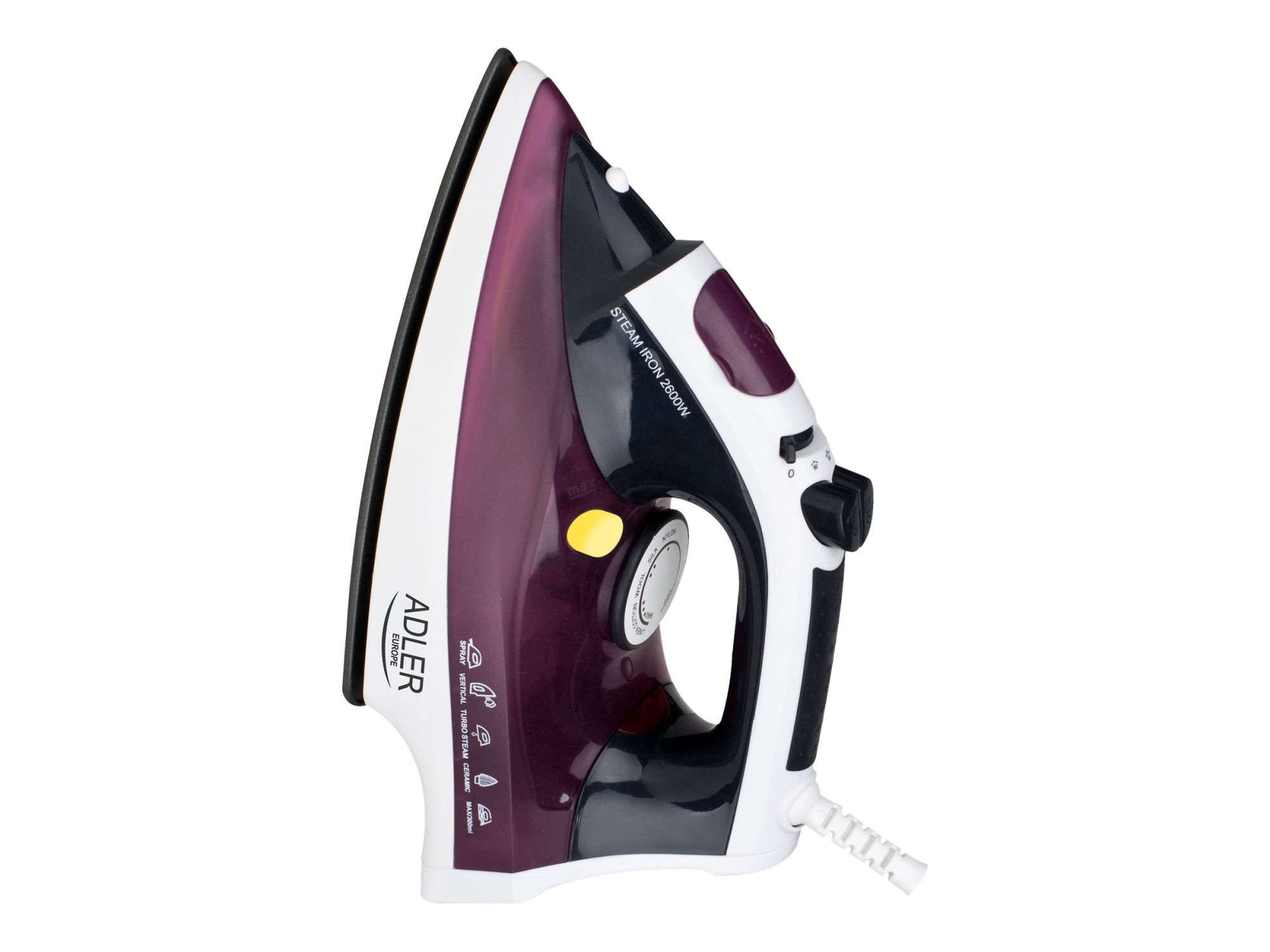 Iron | Adler | AD 5022 | With cord | 2200 W | Purple/White - Image 2