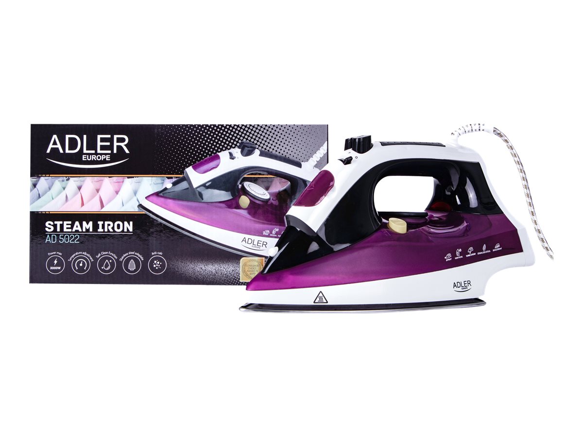 Iron | Adler | AD 5022 | With cord | 2200 W | Purple/White - Image 3