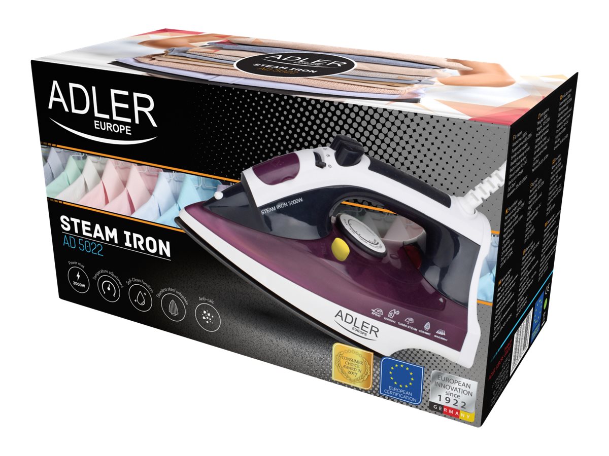 Iron | Adler | AD 5022 | With cord | 2200 W | Purple/White - Image 6