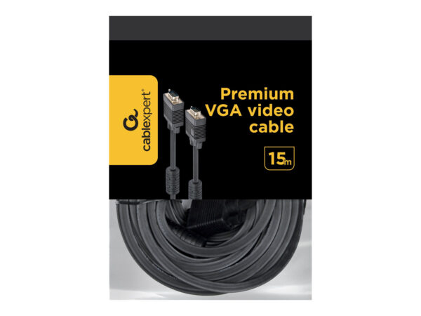 Cablexpert Premium VGA HD15M/HD15M dual-shielded w/2*ferrite core 15M cable Black | Cablexpert - Image 5