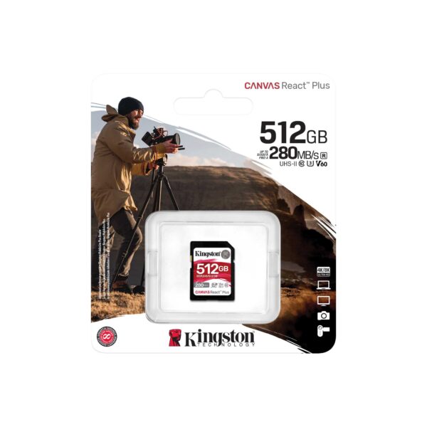 Kingston SDXC II V60 React Plus | SDR2V6/512GB | 512 GB | SDXC | Flash memory class Class 10, UHS-II, U3, V60 - Image 3
