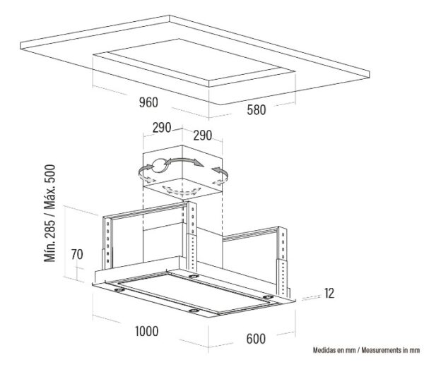 CATA | Hood | SIRIN 1000 WH | Island | Energy efficiency class A | Width 100 cm | 850 m³/h | Touch Control | LED | White - Image 3
