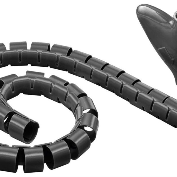 Goobay | 2.5 m robust spiral wire management system string plastic cable duct with a diameter of 20 mm length of 2.5 m can be adjusted by cutting with scissors comes with easy-insert tool Technical specifications Cable Cable type coiled cable General Consumption Unit 1 pc. in cardboard box Color black Length 2500 mm Diameter 20 mm