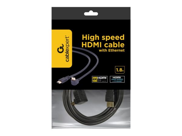 Cablexpert | HDMI High speed 90 degrees male to straight male connectors cable, 19 pins gold-plated connectors | CC-HDMI490-6 | HDMI 19pin male | HDMI 90 degrees male | 1.8 m - Image 8